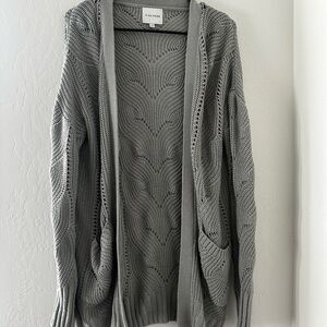 Pink Rose Charcoal Knit Cardigan